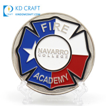 Made in china personalized custom metal 3D enamel commemorative souvenir firefighter challenge coin with gift box